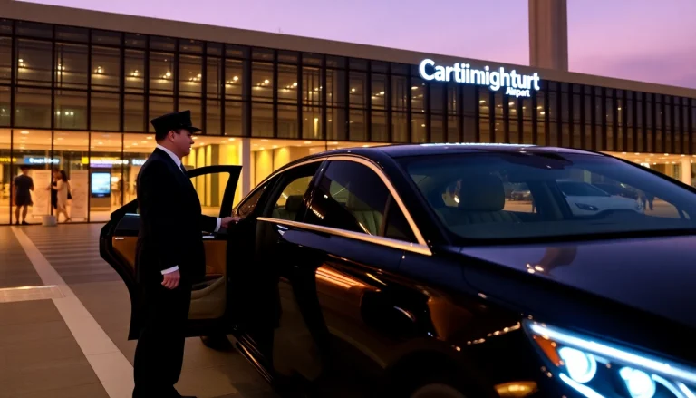 Professional chauffeur hire Singapore with a luxury sedan at Changi Airport, showcasing elegance and service.