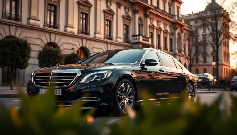 Luxury hire chauffeur Madrid providing exceptional service beside a sleek black luxury vehicle.