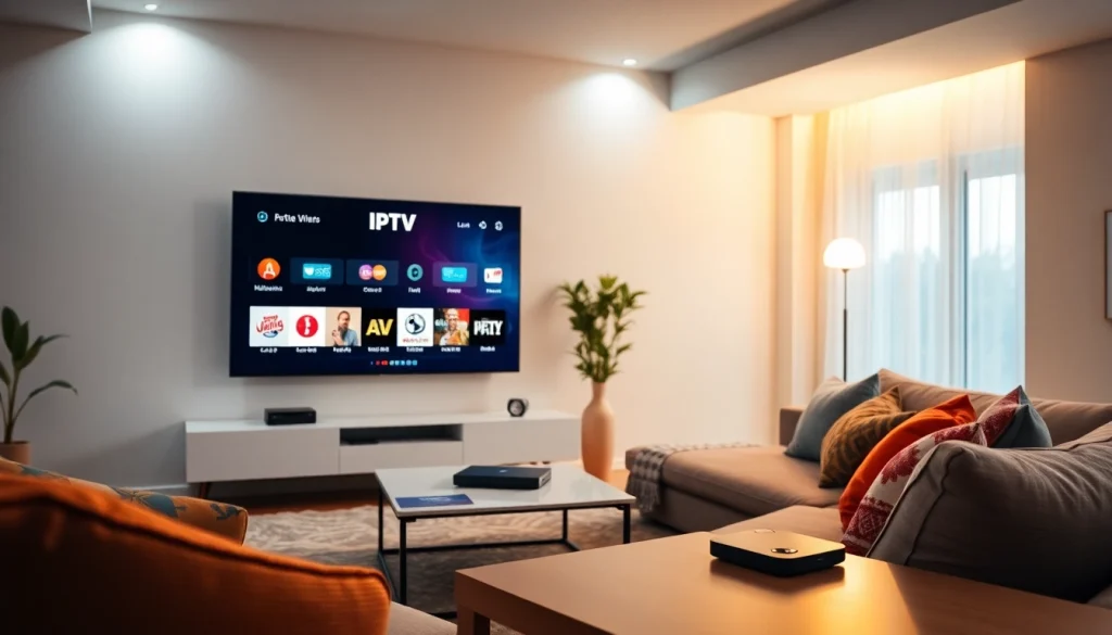 Experience the best free iptv trial by watching premium channels in a cozy living room setup.