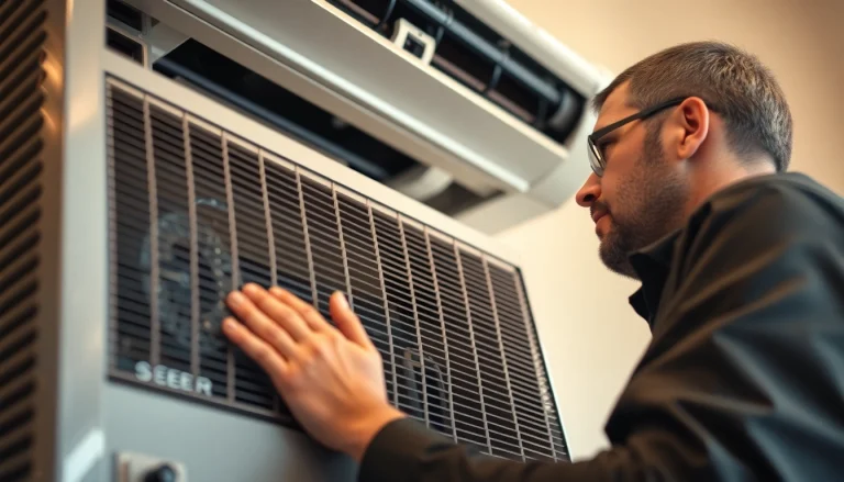 Understand hvac seer meaning as a technician evaluates an air conditioning unit's efficiency rating.