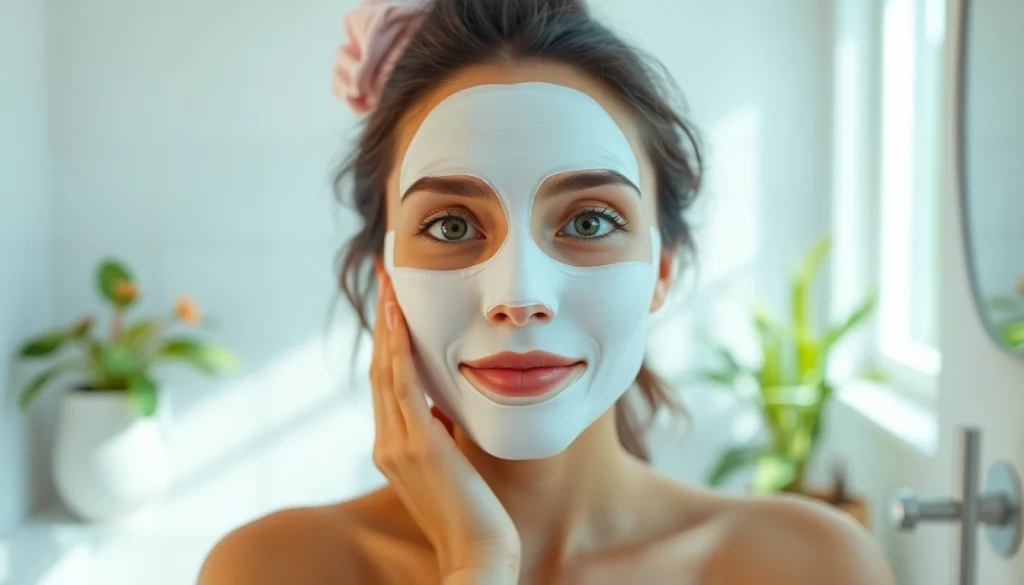 Refresh and hydrate with a sheet mask during a skincare routine, showcasing natural beauty.