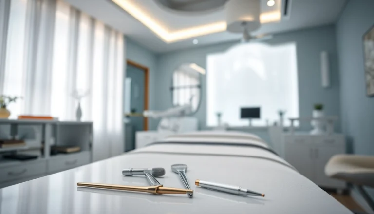 Behandlung in modernem ästhetischen Raum mit entspannendem Ambiente und professionellen Beauty-Werkzeugen.