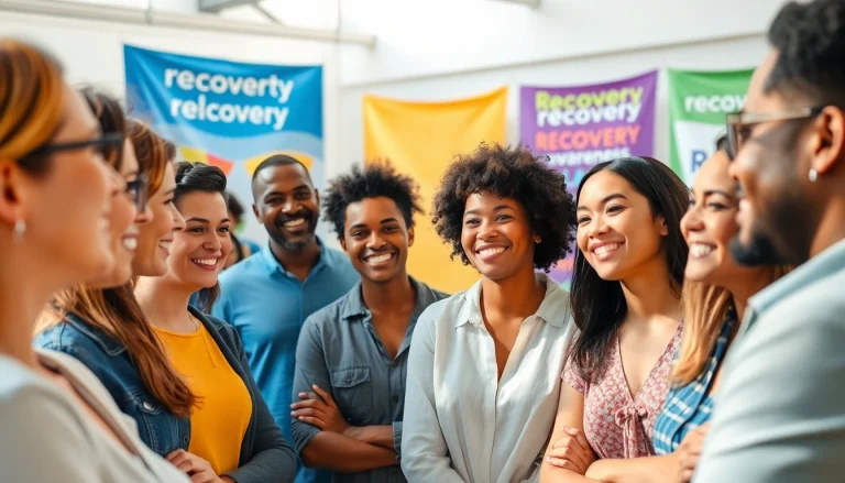 Supportive community moment at a recovery center focusing on crush ia initiatives.