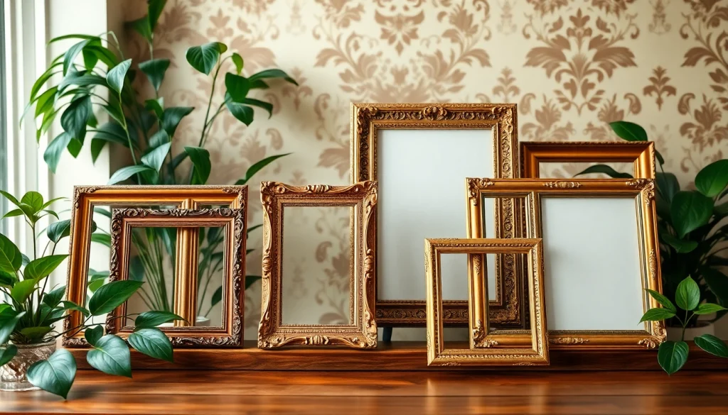 Showcase vintage frames with intricate details against an elegant backdrop.