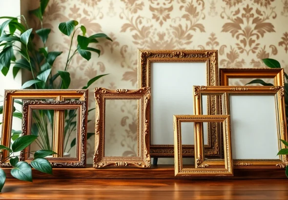 Showcase vintage frames with intricate details against an elegant backdrop.