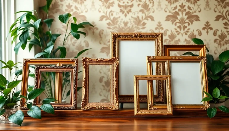 Showcase vintage frames with intricate details against an elegant backdrop.