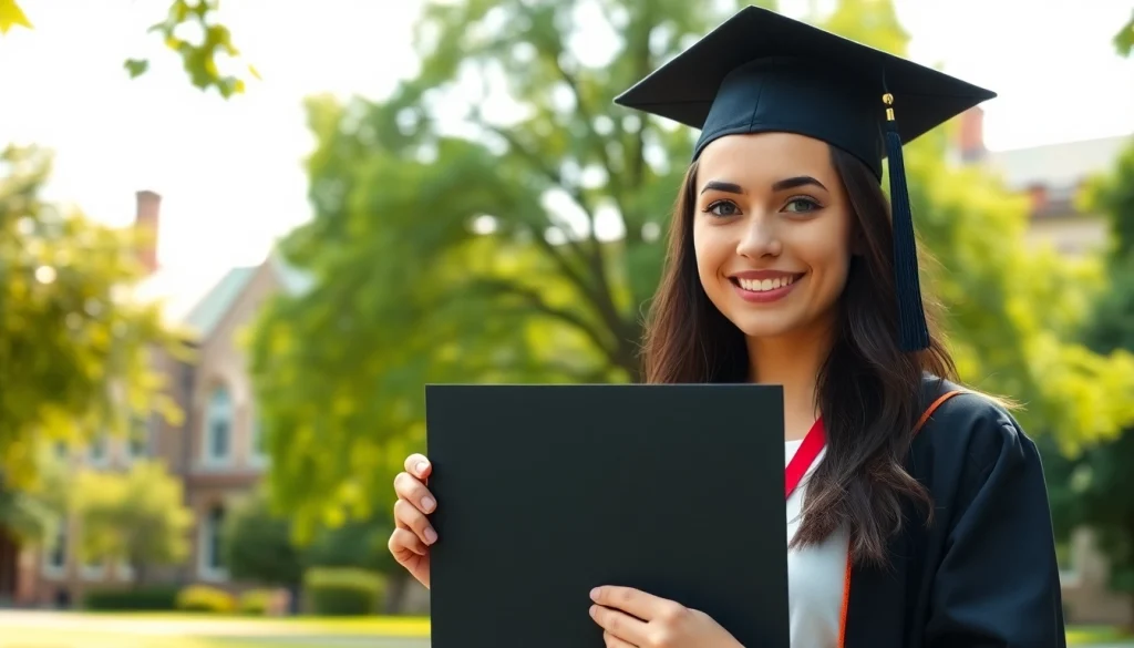 Celebrate success with an original university degree UK displayed on a university campus.