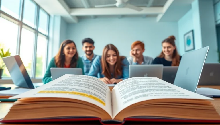 CIPD assignment help in a vibrant study environment with students collaborating.