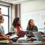 Diskutieren über Alternativen Medizinstudium in einer modernen Klassenzimmerumgebung.