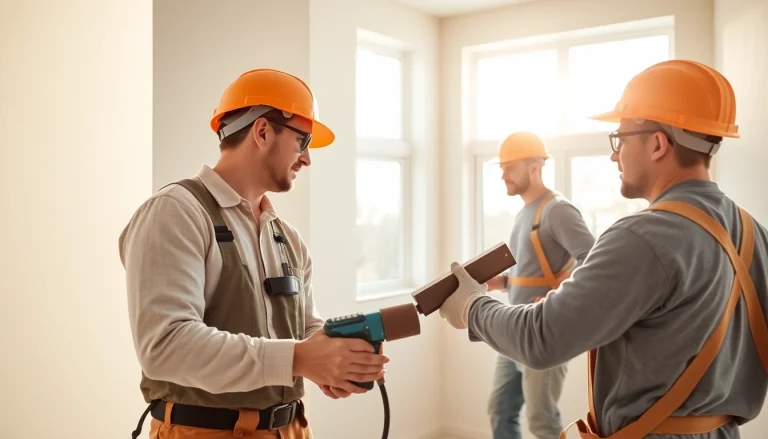 Drywall painting contractors near me skillfully painting fresh drywall in a well-lit home setting.