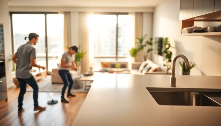 Bond cleaning Brisbane service showcasing dedicated cleaners ensuring a spotless apartment.