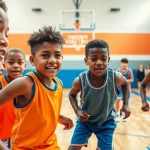Young athletes displaying teamwork at Takeover Basketball Academy during practice.