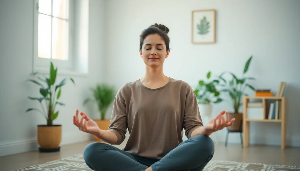 Practicing mindfulness for dealing with anxiety in a tranquil setting.