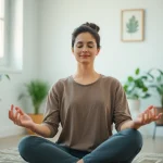 Practicing mindfulness for dealing with anxiety in a tranquil setting.