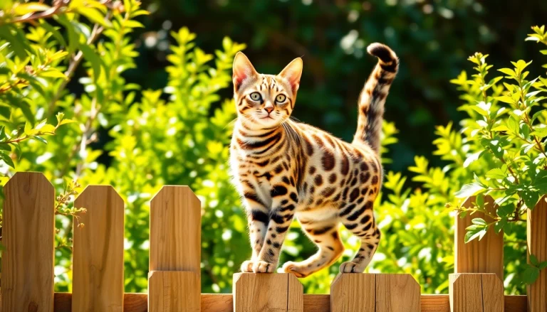 Explore the beauty of Bengal Breeders Orange County with a playful Bengal cat in a sunny garden.