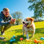 Engaging dog trainer showcasing effective techniques for Dog Training Irvine with a playful puppy.