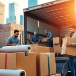 Professional movers from a moving company nyc efficiently loading a truck in the heart of the city.