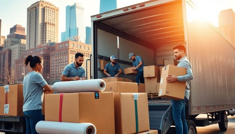 Professional movers from a moving company nyc efficiently loading a truck in the heart of the city.