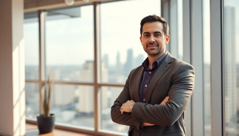 Pedro Adao standing confidently in an office, showcasing his entrepreneurial spirit and leadership.