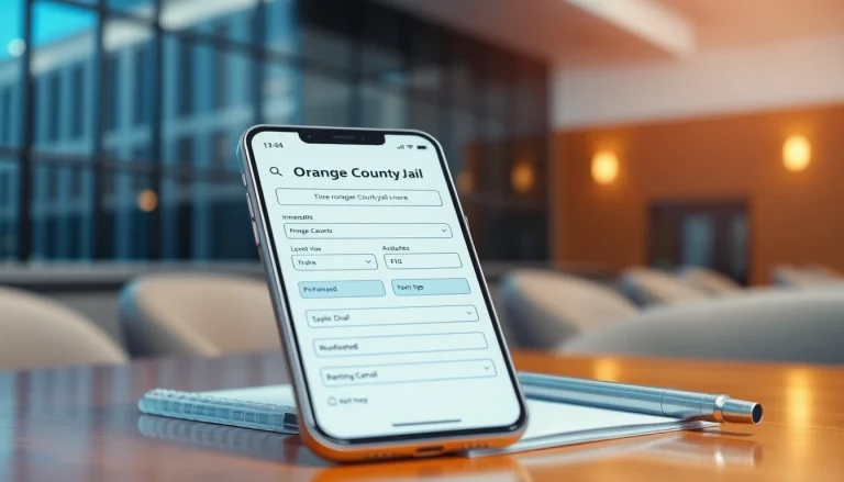 Search results for orange county jail inmate search displayed on a smartphone screen.