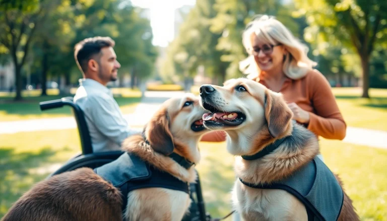 Buy a service dog assisting a person in a wheelchair, showcasing companionship and support.
