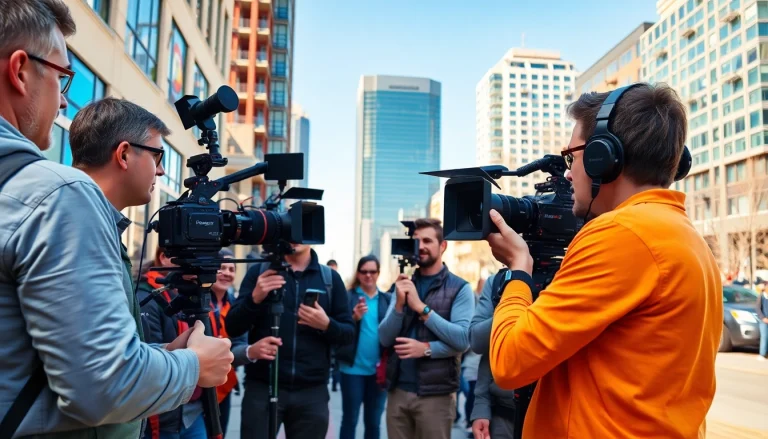 Showcasing Edmonton production companies in action with a vibrant filming scene.
