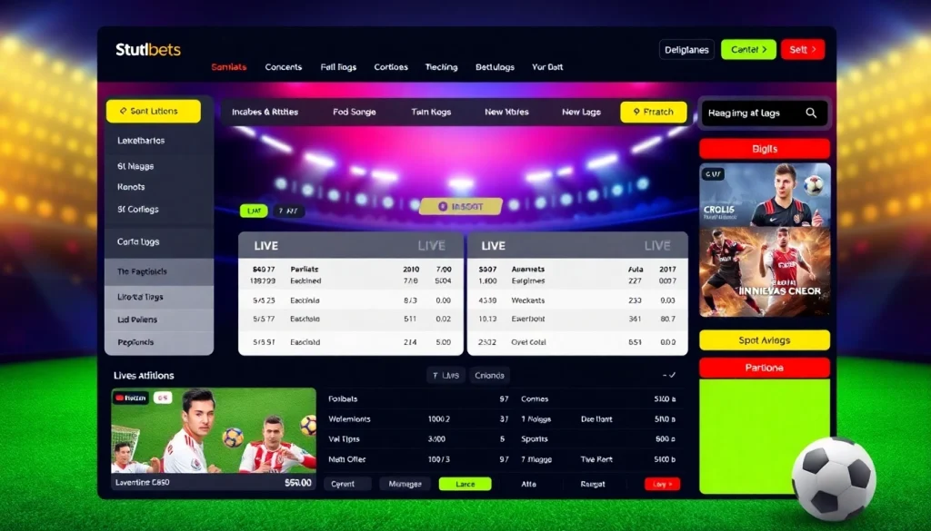 situs judi bola betting interface showcasing live matches and vibrant colors for enhanced user experience