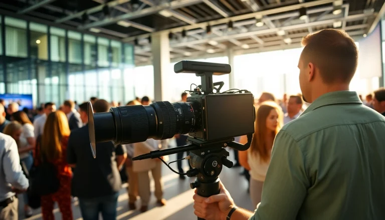 Capture Miami Corporate Event Videography Photography showcasing professionals networking against a vibrant city backdrop.