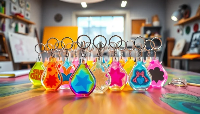 Showcasing acrylic keychain manufacturer vibrant designs and custom shapes on display.