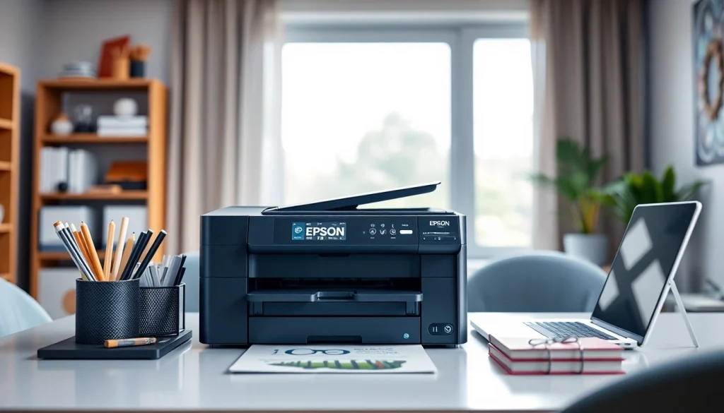 Efficient Epson Printer showcasing sleek design in a modern office.
