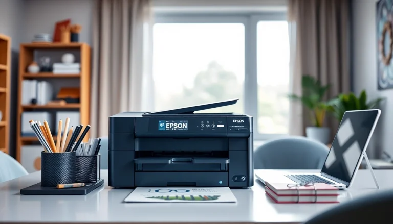 Efficient Epson Printer showcasing sleek design in a modern office.