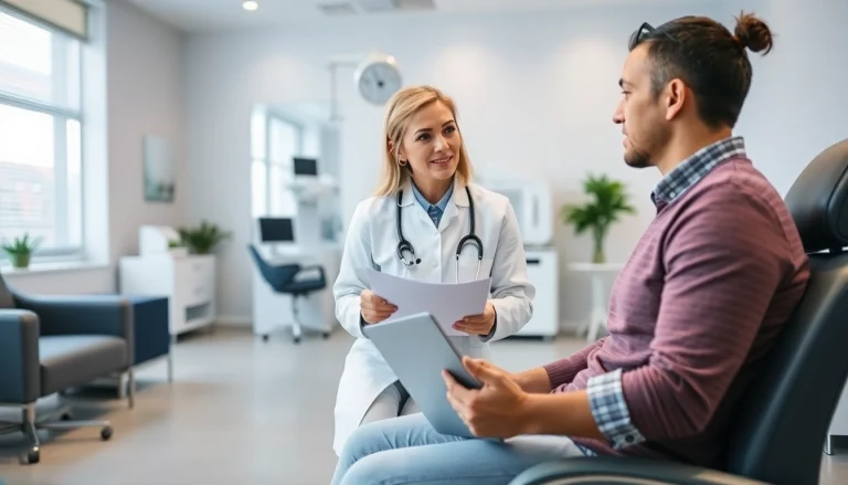 Engaging interaction during Peptide Therapy treatment in a modern medical clinic.
