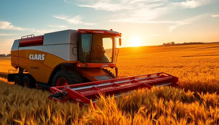 Claas hochmoderne landwirtschaftliche Maschinen im Einsatz auf einem goldenen Feld