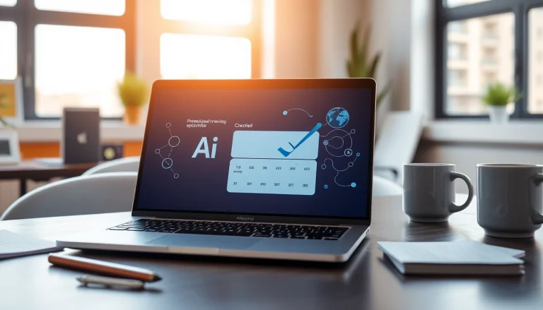 Evaluate text authenticity with an innovative ai checker on a laptop.