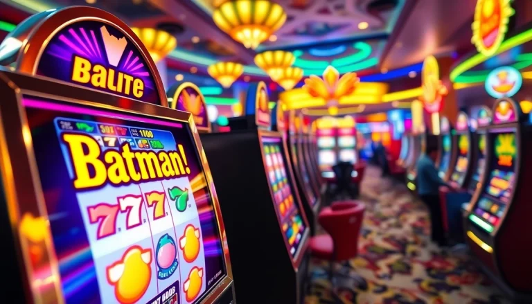 Permainan menarik di situs slot batman138 dengan slot mesin berwarna cerah dan simbol keberuntungan.