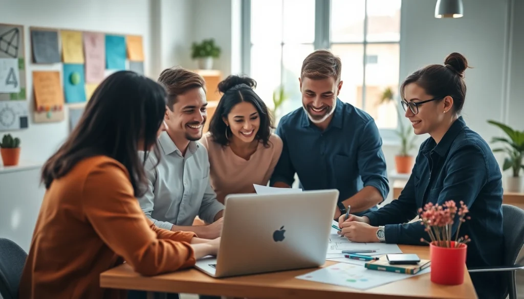 Équipe de l'agence web montargis pas cher collaborant sur des designs numériques innovants.