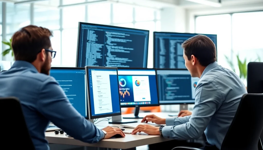 Engaged team focused on website development kansas city in a collaborative office environment.