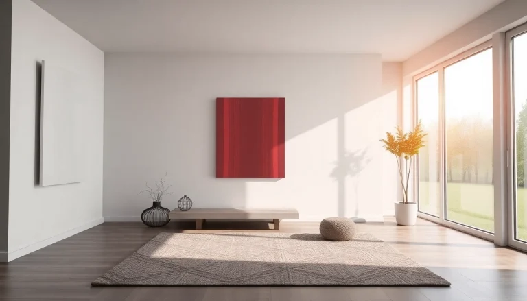 Heizpaneele in modernen Wohnraum mit stilvollem Design und natürlichem Licht