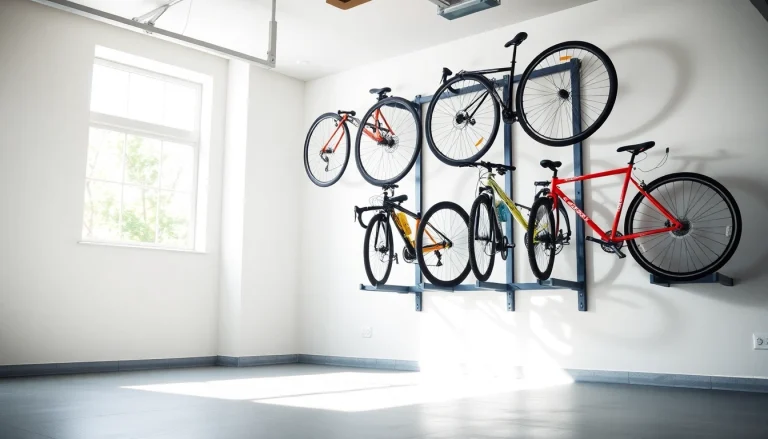 Organized compact bike storage showcasing efficient usage of space with sleek designs.