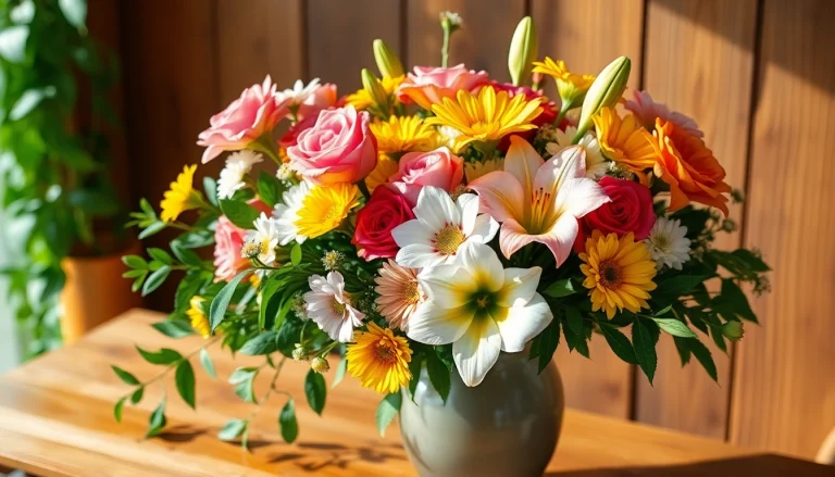 Beautiful floral arrangement from Florist Wollert showcasing vibrant colors and fresh blooms in a stylish vase.