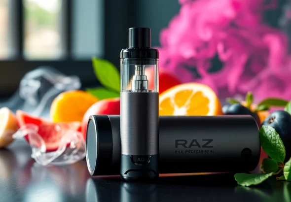 Engage with the RAZ LTX 25K, a premium disposable vape showcasing vibrant flavors and design.