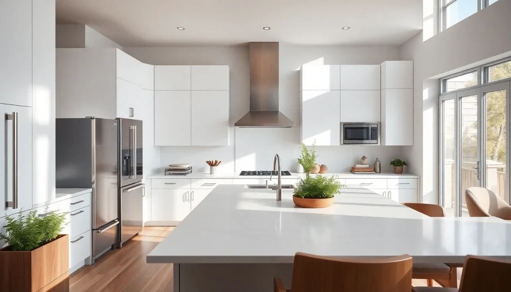 Stunning contemporary white kitchen cabinets showcased in a modern kitchen setting.