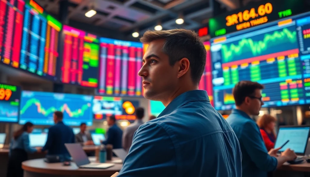 Visualizing trading strategies through diverse traders analyzing stock market data.