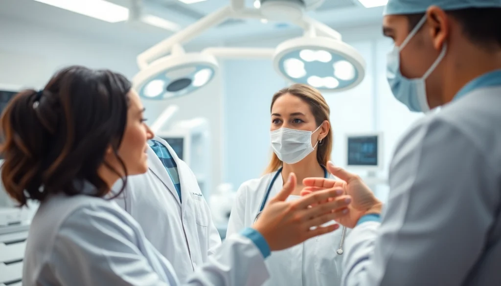 Informative consultation about Schönheitschirurgie Braunschweig in a modern clinic setting.