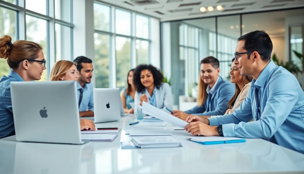 Discover QSM document clearing services with professionals collaborating in a modern office environment.