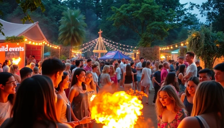 Participate in vibrant wildfire events featuring outdoor festivities and joyful interactions.