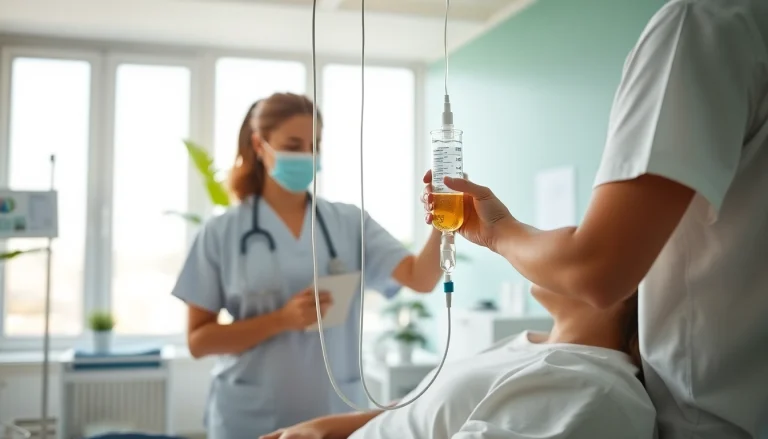 Patient receiving intravenous vitamins therapy in a calm medical environment, ensuring treatment effectiveness.
